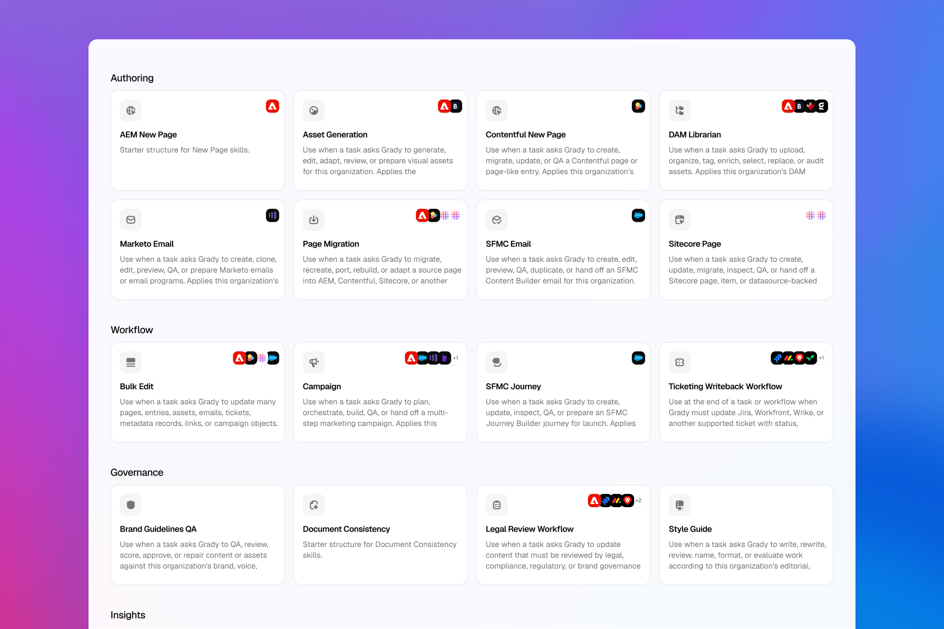 Gradial platform with reusable Skills and governed Workflows